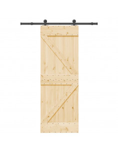 Porta Scorrevole con Set Hardware 70x210 cm Legno Massello Pino