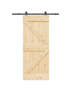 Porta Scorrevole con Set Hardware 70x210 cm Legno Massello Pino