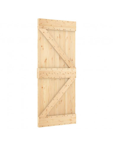 Porta Scorrevole con Set Hardware 70x210 cm Legno Massello Pino