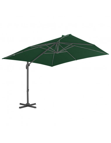Ombrellone a Sbalzo con Palo in Alluminio 400x300 cm Verde