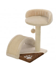 Albero per Gatti con Tiragraffi in Sisal 40cm Beige e Marrone