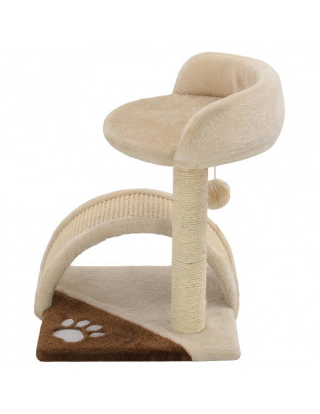 Albero per Gatti con Tiragraffi in Sisal 40cm Beige e Marrone