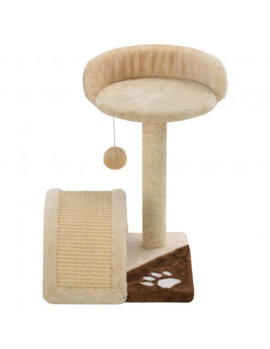 Albero per Gatti con Tiragraffi in Sisal 40cm Beige e Marrone