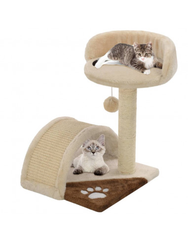 Albero per Gatti con Tiragraffi in Sisal 40cm Beige e Marrone