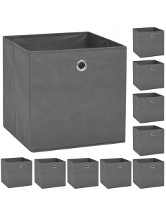 Contenitori 10 pz in Tessuto non Tessuto 32x32x32 cm Grigio