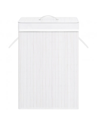 Cesto Portabiancheria in Bambù a Sezione Singola Bianco