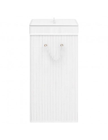 Cesto Portabiancheria in Bambù a Sezione Singola Bianco