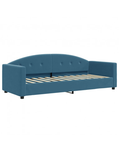 Divano Letto con Materasso Blu 80x200 cm in Velluto