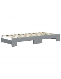 Divano Letto Estraibile Cassetti Grigio Chiaro 90x200cm Tessuto 2