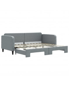 Divano Letto con Letto Estraibile Grigio Chiaro 90x200 Tessuto