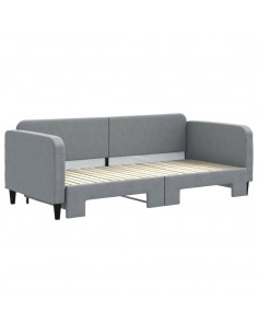Divano Letto con Letto Estraibile Grigio Chiaro 90x200 Tessuto 2