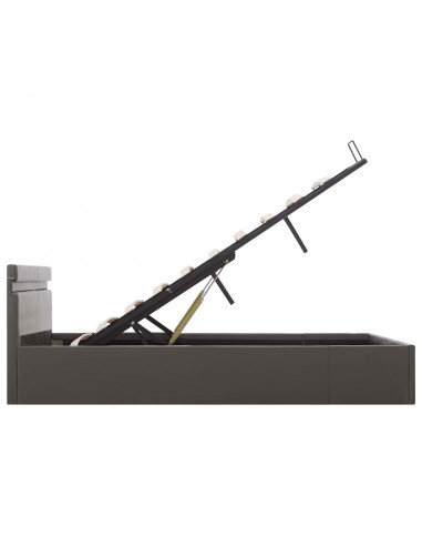 Giroletto Contenitore Idraulico LED Grigio Similpelle 160x200cm