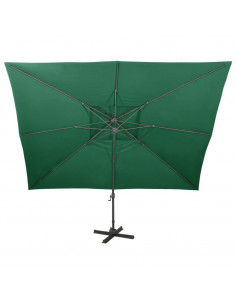 Ombrellone a Sbalzo con Doppia Copertura 400x300 cm Verde 2