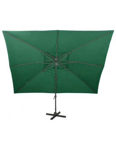 Ombrellone a Sbalzo con Doppia Copertura 400x300 cm Verde