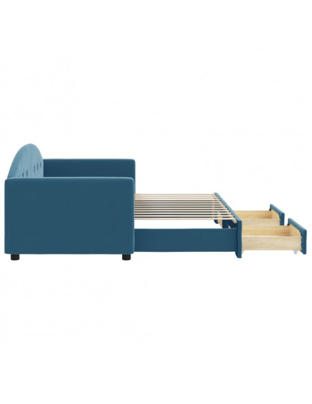 Divano Letto Estraibile con Cassetti Blu 80x200 cm Velluto
