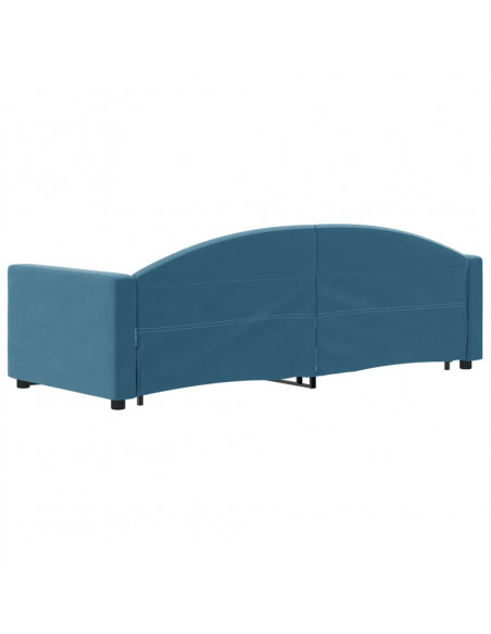 Divano Letto Estraibile con Cassetti Blu 80x200 cm Velluto