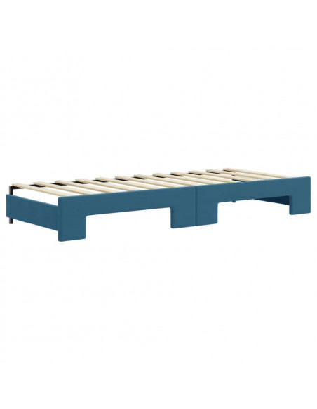 Divano Letto Estraibile con Cassetti Blu 80x200 cm Velluto
