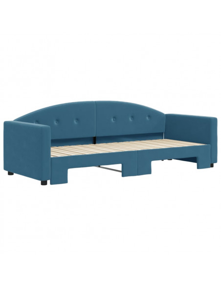 Divano Letto con Letto Estraibile Blu 80x200 cm in Velluto