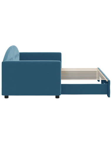 Divano Letto con Letto Estraibile Blu 80x200 cm in Velluto