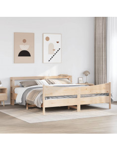 Giroletto con Testiera 200x200 cm in Legno Massello di Pino 2