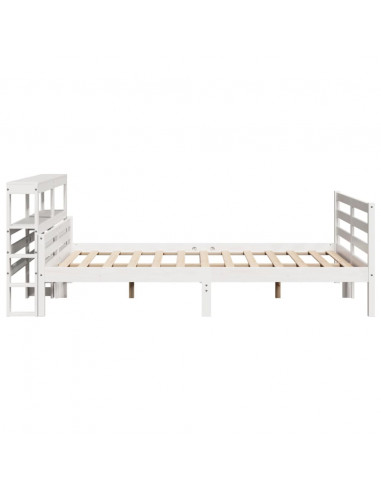 Giroletto con Testiera Bianco 135x190 cm Legno Massello di Pino