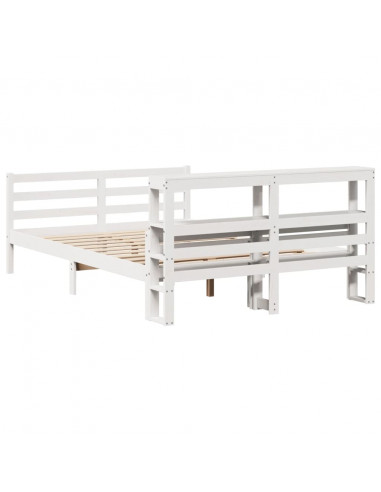 Giroletto con Testiera Bianco 135x190 cm Legno Massello di Pino