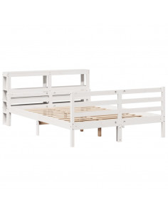 Giroletto con Testiera Bianco 140x200 cm Legno Massello di Pino 2