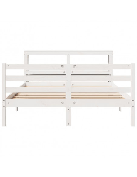 Giroletto con Testiera Bianco 140x200 cm Legno Massello di Pino