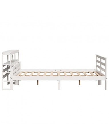 Giroletto con Testiera Bianco 140x200 cm Legno Massello di Pino