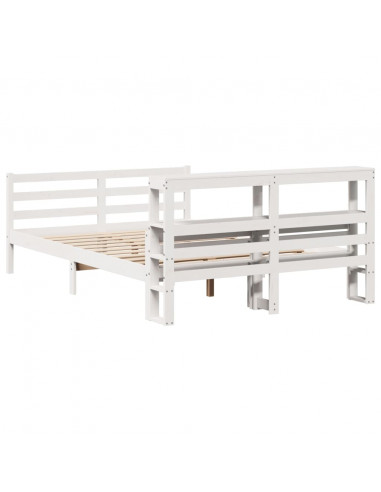 Giroletto con Testiera Bianco 140x200 cm Legno Massello di Pino