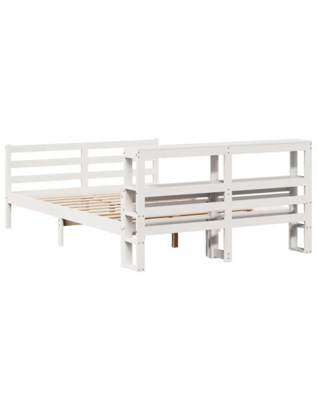 Giroletto con Testiera Bianco 140x200 cm Legno Massello di Pino