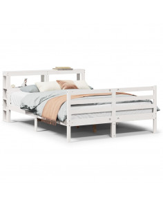 Giroletto con Testiera Bianco 150x200 cm Legno Massello di Pino