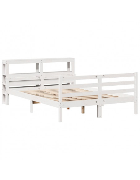 Giroletto con Testiera Bianco 150x200 cm Legno Massello di Pino