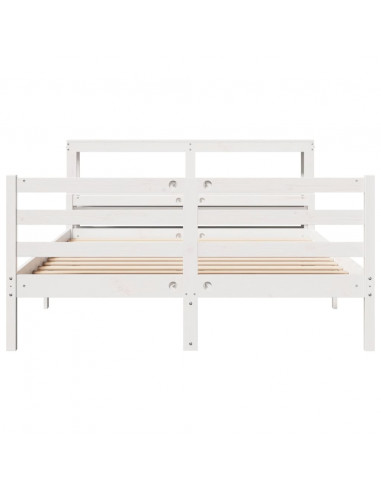 Giroletto con Testiera Bianco 150x200 cm Legno Massello di Pino