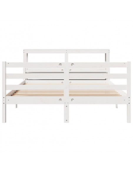 Giroletto con Testiera Bianco 150x200 cm Legno Massello di Pino