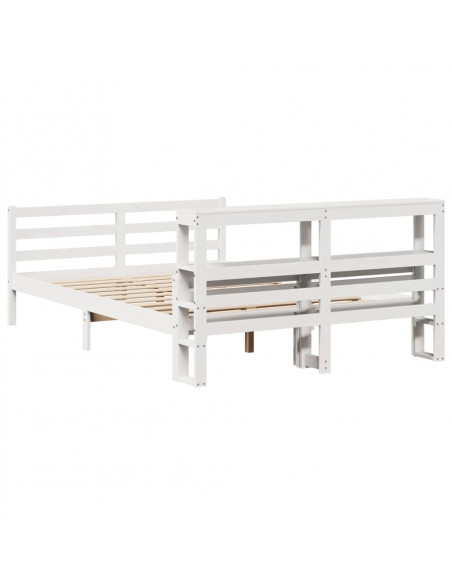 Giroletto con Testiera Bianco 150x200 cm Legno Massello di Pino