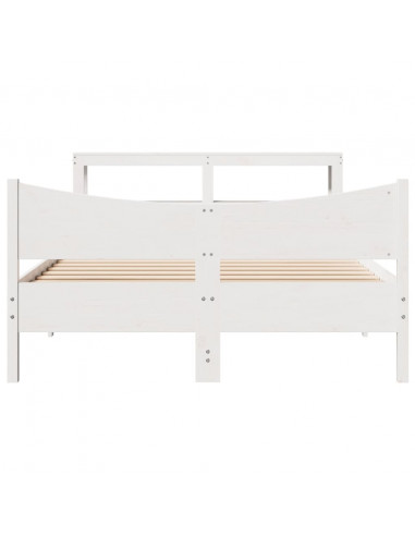 Giroletto con Testiera Bianco 150x200 cm Legno Massello di Pino