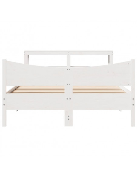 Giroletto con Testiera Bianco 150x200 cm Legno Massello di Pino