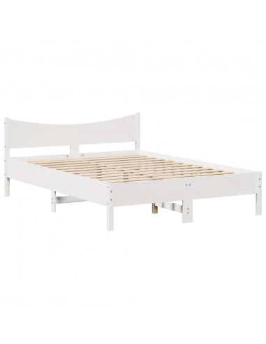 Giroletto con Testiera Bianco 150x200 cm Legno Massello di Pino