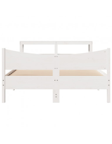 Giroletto con Testiera Bianco 160x200 cm Legno Massello di Pino