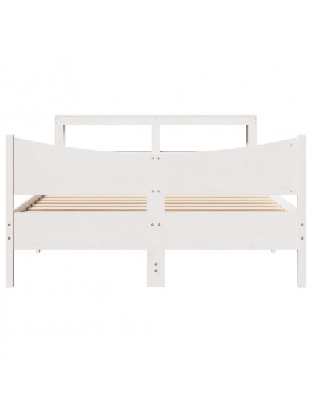 Giroletto con Testiera Bianco 160x200 cm Legno Massello di Pino