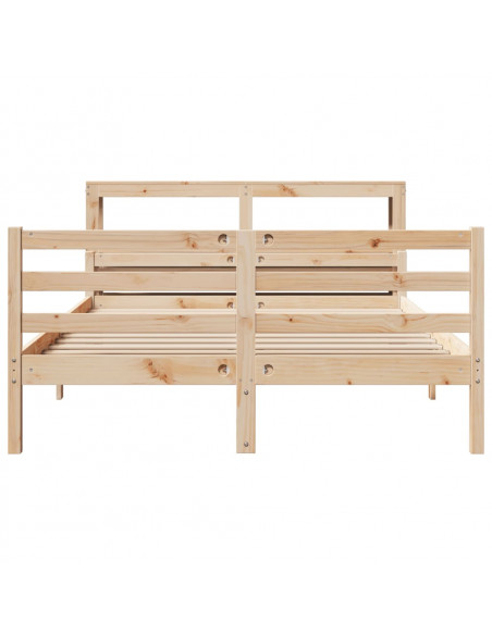 Giroletto con Testiera Bianco 160x200 cm Legno Massello di Pino