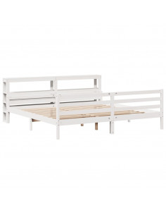 Giroletto con Testiera Bianco 180x200 cm Massello Pino 2