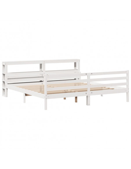 Giroletto con Testiera Bianco 180x200 cm Massello Pino
