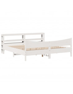 Giroletto con Testiera Bianco 180x200 cm Massello Pino