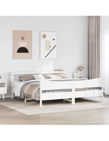 Giroletto con Testiera Bianco 180x200 cm Massello Pino