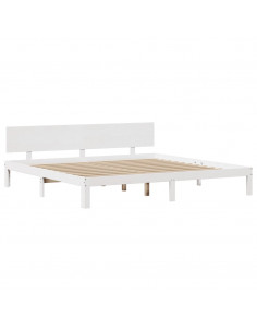 Giroletto con Testiera Bianco 180x200 cm Massello Pino