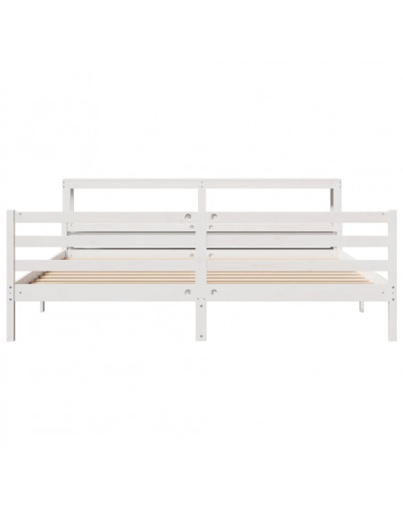 Giroletto con Testiera Bianco 200x200 cm Legno Massello di Pino
