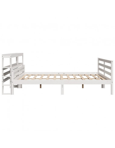 Giroletto con Testiera Bianco 200x200 cm Legno Massello di Pino