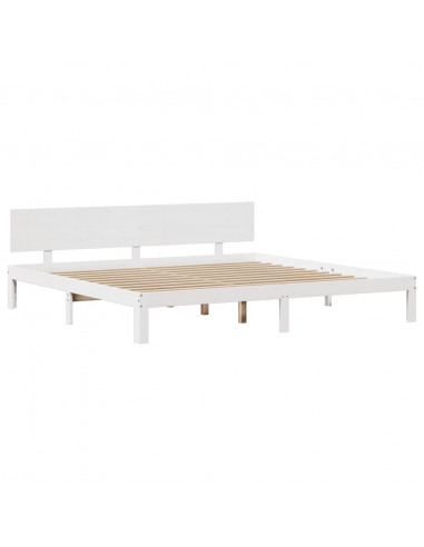Giroletto con Testiera Bianco 200x200 cm Legno Massello di Pino